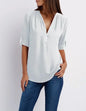 Summer Women Cool Loose Shirt Deep V Neck Chiffon Blouse Casual Ladies Tops Sexy Zipper Pullover Plus Size Long Sleeve Fashion