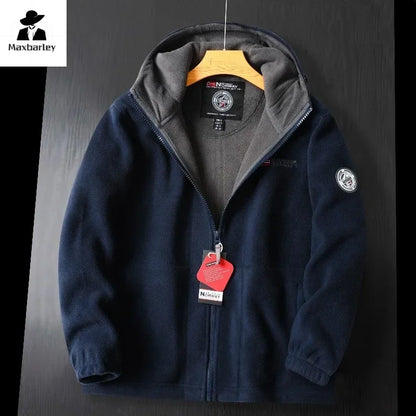 Men's Winter Wool Embroidered Fleece-lined Jacket