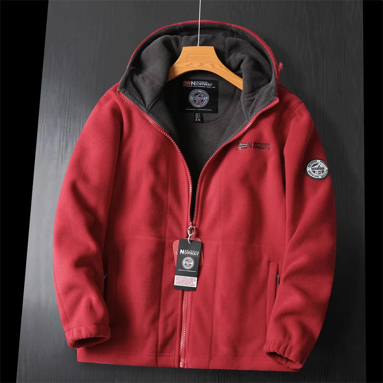 Men's Winter Wool Embroidered Fleece-lined Jacket