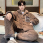 Antistatic Coral Fleece Men's Winter Pajamas Set Thicken Flannel Warm Sleepwear Big Size 3XL Zipper Soft Pajama Men pyjama homme