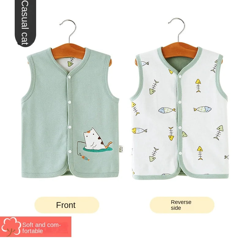 Baby Vest Spring and Autumn Thin Cotton Girls' Sweetheart Waistwear Neonatal Belly Care Boys' Horse Jacket Children's Vest