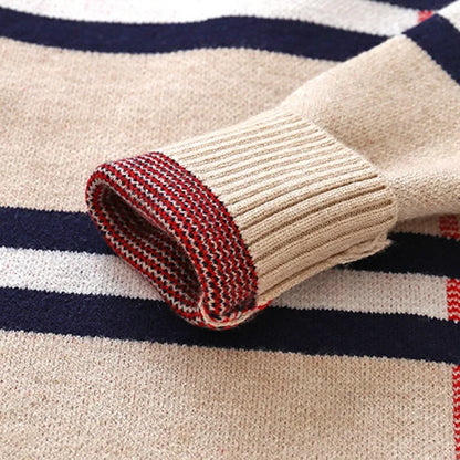 1-8T Toddler Kid Boy Sweater Spring Winter Clothes Warm Pullover Top Long Sleeve Plaid Sweater Girl Fashion Gentleman Knitwear