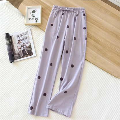 Winter Pajamas Home Pants For Women Elastic Trousers Loose Warm Thicken Fannel Pijamas Pants Sleepwear Printed Autumn Nightwear