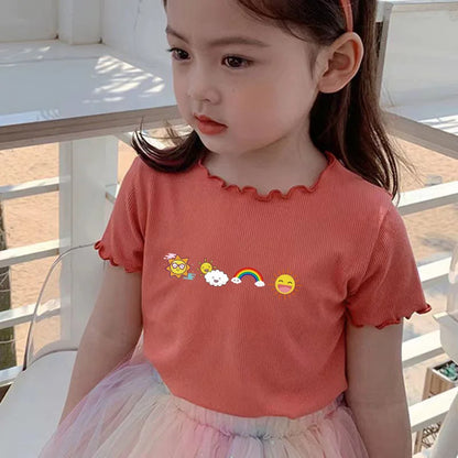 Girls Short T Shirt Budak Perempuan Chiffon Kids Tshirt Baby Girl Trendy Baju Kanak Kanak Perempuan Girl Clothing