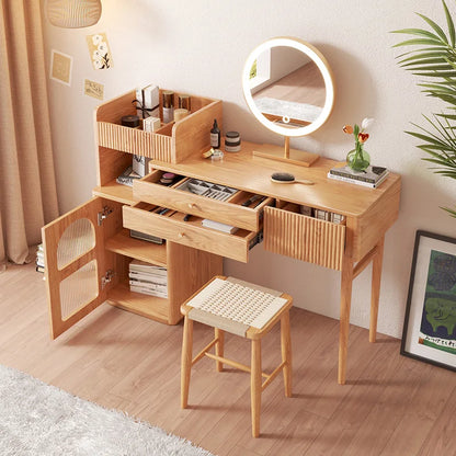 Designs Modern Bedroom Makeup Vanities Glass Wooden Makeup Dressing Table With Mirror