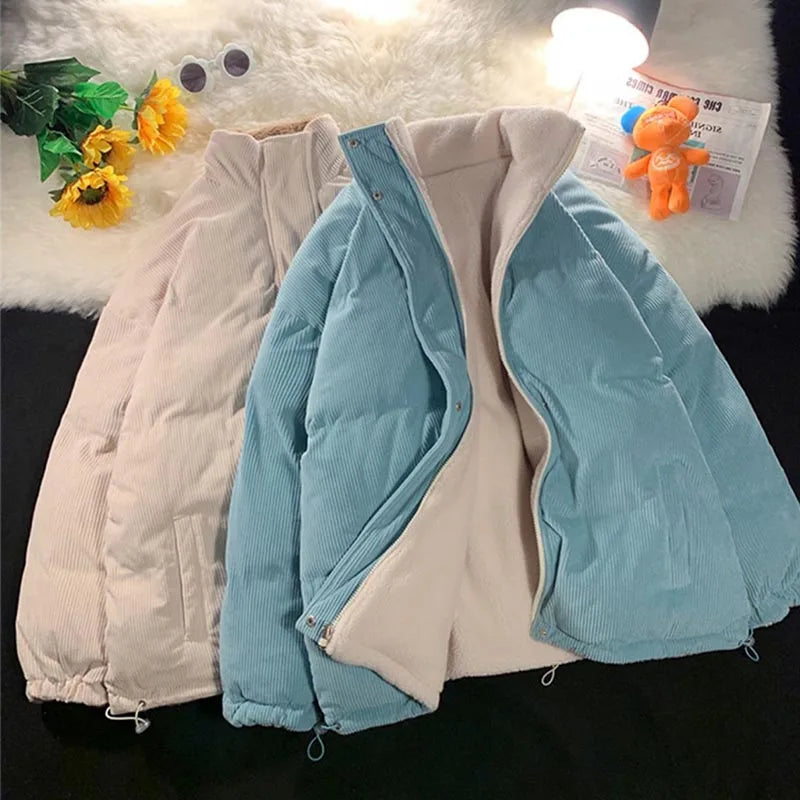 2025 Autumn Winter Kids Thicken Plush Jackets Coat Cotton Padded Clothes Infant Warm Corduroy Outerwear Toddler Thick Clothes