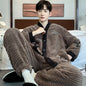 Antistatic Coral Fleece Men's Winter Pajamas Set Thicken Flannel Warm Sleepwear Big Size 3XL Zipper Soft Pajama Men pyjama homme