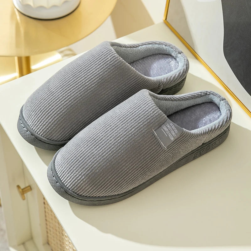 Winter Warm Fur Slippers Men Women Couples House Non-slip Soft Shoes Casual Flat Heel Home Indoor Bedroom Plush Slippers