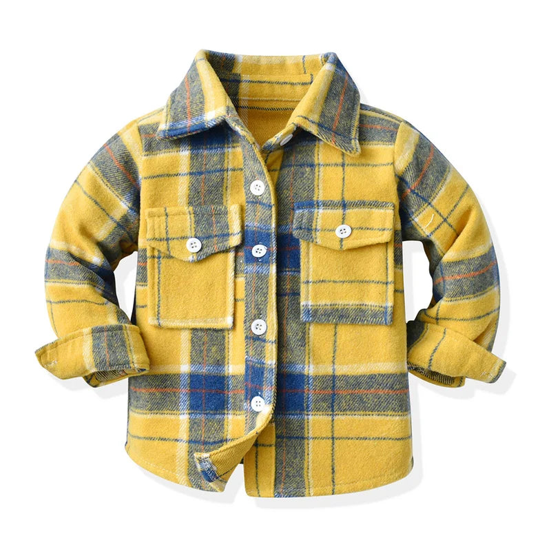 Top Newborn Uniex Baby Boys Girls Long Sleeve Flannel Shirts Single Breasted Lapel Blouse Tops Toddler Infant Clothes