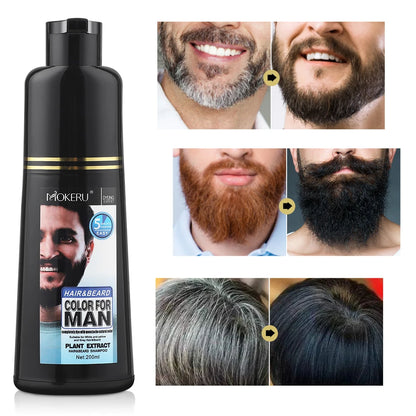 Natural Long Lasting 200ml Permanent Beard Dye Shampoo For Men Beard Dying Removal White Grey Beard Hair Men Beard Dye Shampoo