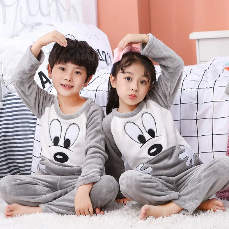 New Winter Children Pajamas Girls Princess Loungewear Coral Fleece Kids Pijamas Warm Flannel Sleepwear Homewear teen Pyjama Set