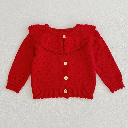 Autumn Winter Korean Style Toddler Baby Girls Sweater Coat Long Sleeved Solid Color Newborn Baby Girls Knitting Cardigan