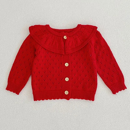 Autumn Winter Korean Style Toddler Baby Girls Sweater Coat Long Sleeved Solid Color Newborn Baby Girls Knitting Cardigan