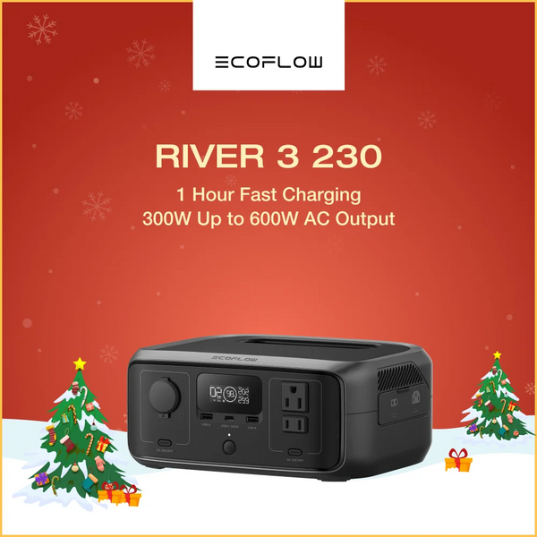 ECOFLOW RIVER 3 Portable Power Station, 230Wh LiFePO4 Battery Power Station, 300W Up to 600W AC Output