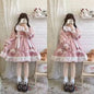 Little Milk Meow Cat Lolita Dress Plush Op Autumn Winter Long Sleeve Thickened New Year Clothes Birthday Party Cute Girl Bag