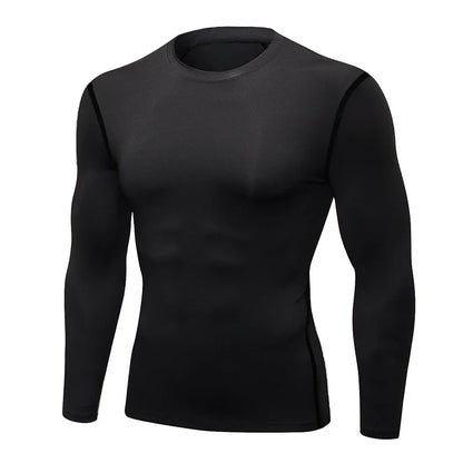 1pcs Men's Long-sleeved Thermal Underwear Male Thin Tight Fitting Fast Dry Elastic Fitness Tops Man Autumn Winter Sprots Wear