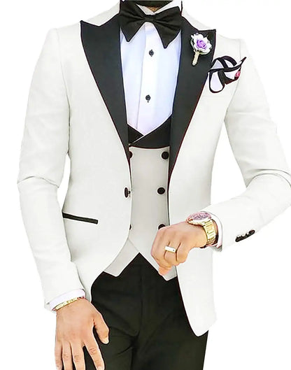 Men 3 Pieces Suits For Men Custom Made Groom Groomsmen Tuxedos Wedding Men Suit Terno Masculino(Jacket+Pant+Vest)