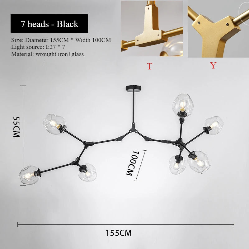 Nordic Chandeliers Dining Table Lighting for Living Room Decor Glass Pendant Ligths Bedroom Decoration Kitchen Island Led Lamps