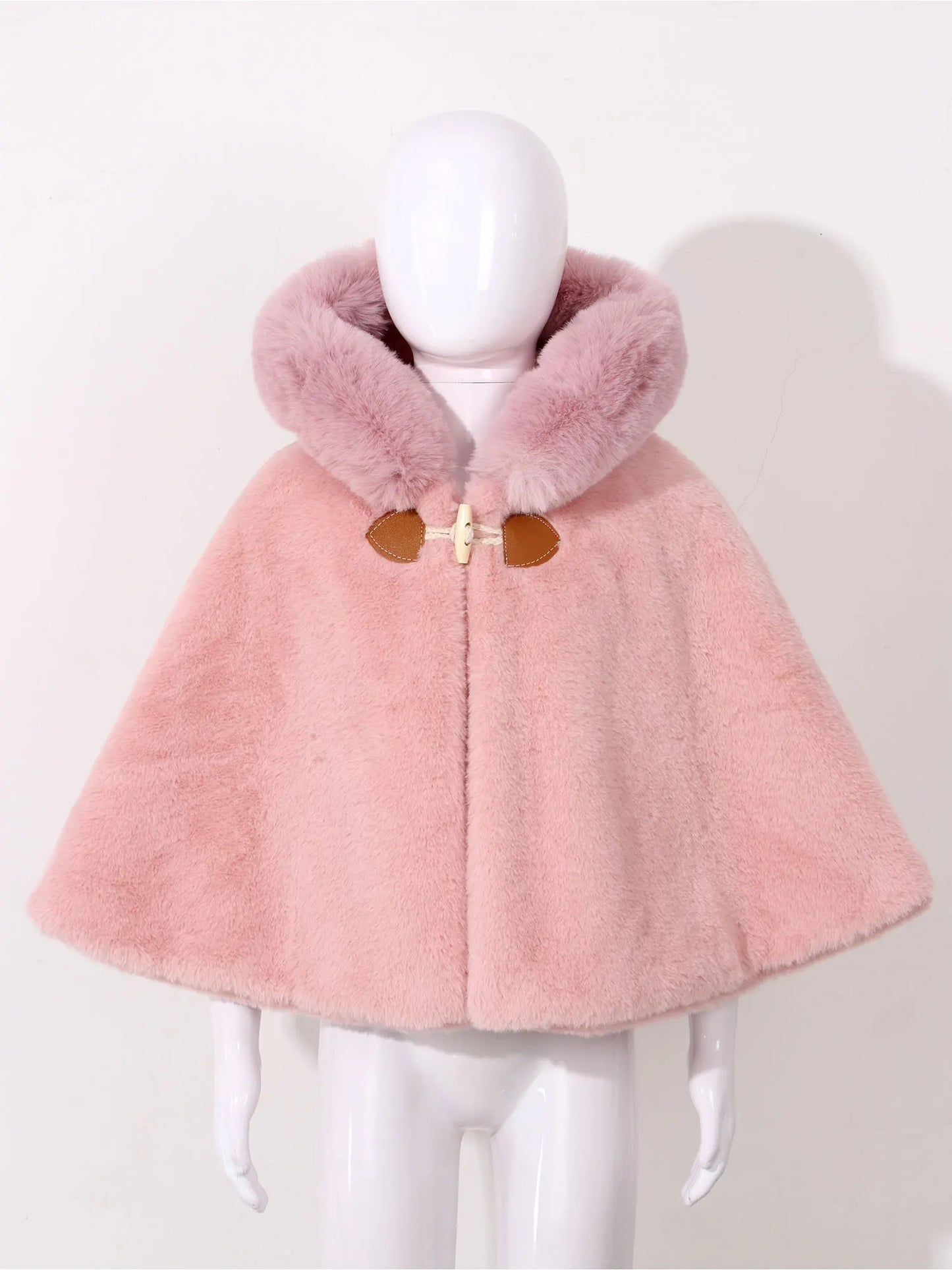 Toddler Baby Girls Cute Carseat Poncho Faux Fur Hooded Cape Cloak Thicken Fleece Jacket Coat Winter Outerwear Little Girls Coat