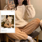 Winter Thermal Fleece Solid Women's Pajama Sets Pyjamas Warm Plush Pjs Loung Sleepwear Girls Pijama Mujer Night Suits Homewear