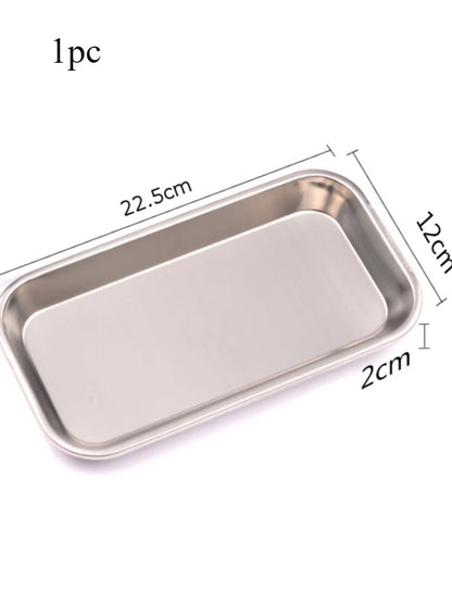 1/2pcs Kitchen Tray Stainless Steel Square Storage Tray Dental Medical Tool Nail Tattoo Dental Medical Device Supplies Tray Dish