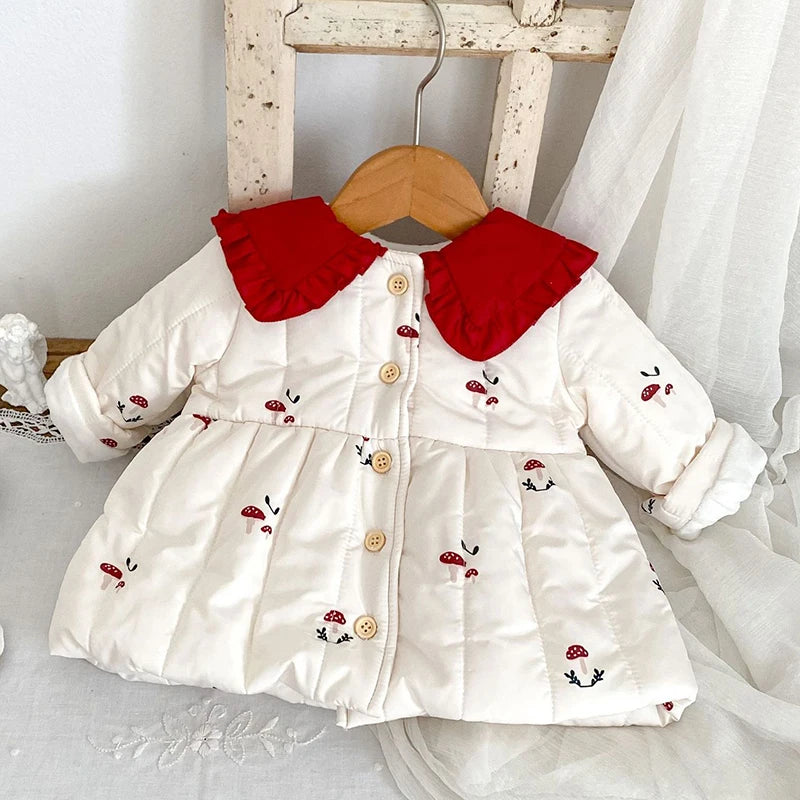 2025 New Winter 0-3Yrs Toddler Baby Girl Jacket Long Sleeved Print Thicken Warm Cardigan Coat Newborn Baby Girls Thick Coat