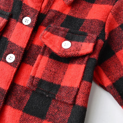 Top Autumn Winter Fashion Toddler Baby Boys Girls Long Sleeve Flannel Shirts Flaid Tops Kids Children Cotton Blouse