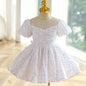 Little Girls First Birthday Ball Gown White Baptism Toddler Girls Sparkle Sequin Puffy Dress Elegant Evening Pageant Dresses