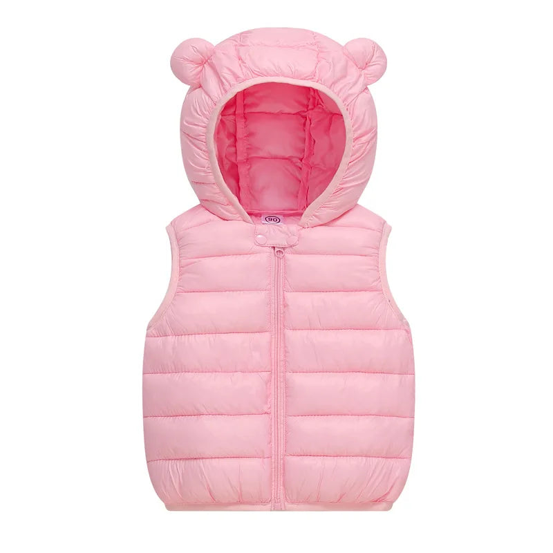 Baby Boys Girl Warm Down Vest Toddler Cotton Waistcoat Children Autumn and Winter Clothes Kids Hooded Jackets 1-6 Years Old