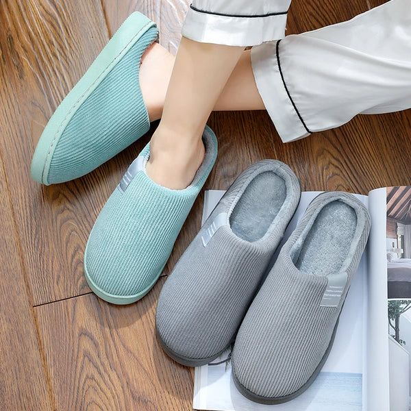 Winter Warm Fur Slippers Men Women Couples House Non-slip Soft Shoes Casual Flat Heel Home Indoor Bedroom Plush Slippers