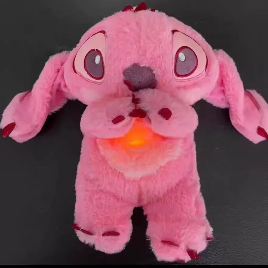 2025 New Lilo&Stitch Plush Doll Breath Child Peluche Kawaii Soothes Toy Anime Baby Music Light Sleep Toys Pink Stitch Kid Gifts (Toy)