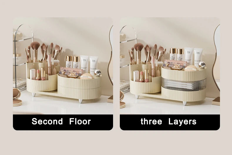 New 360° Rotating Makeup Brush Holder Cosmet Storag Box Luxury Makeup Organiser Lipsticks Make Up Container Vanity Organizer Box