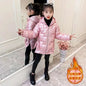 4-12 Years Winter Girls Down Jacket Glossy Waterproof Keep Warm Little Princess Coat Hooded Zipper Outerwear New Kids Clothes