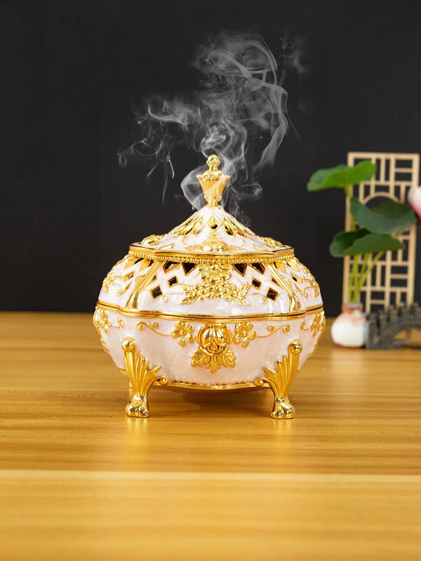 European-style Sunflower Rose Incense Burner, High-end Home Indoor Aromatherapy Furnace, Creative Soothing Retro Office Ornament, RAMADAN