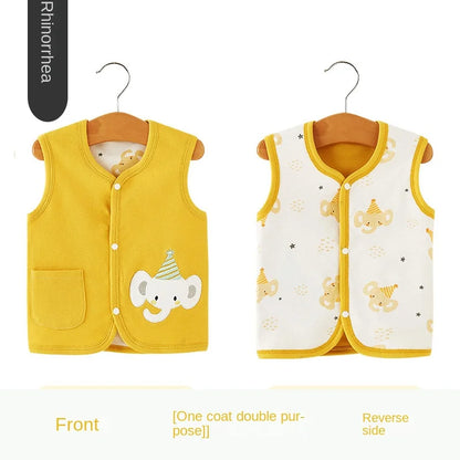 Baby Vest Spring and Autumn Thin Cotton Girls' Sweetheart Waistwear Neonatal Belly Care Boys' Horse Jacket Children's Vest