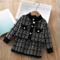 Little maven Children's Plaid Outfits With Bowknot for Baby Girls Princess Suits Winter Elegant Sweater + Dress Lattice Set