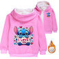 Kid Baby Boy Girl Coat Autumn Winter Long Sleeve Plush Hoodies Cartoon Stitch Print Children Sweatshirt Clothes Thick Top Outfit