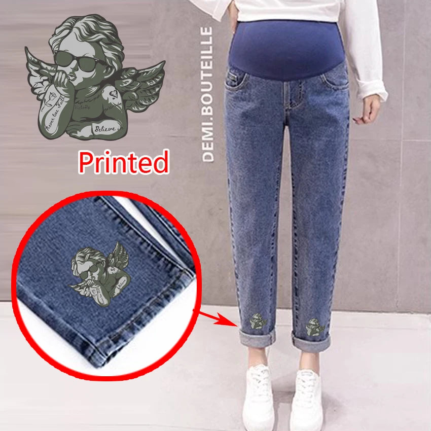 Pregnancy Abdominal Pants Boyfriend Jeans Maternity Pants For Pregnant Women Clothes High Waist Trousers Loose Denim Jeans