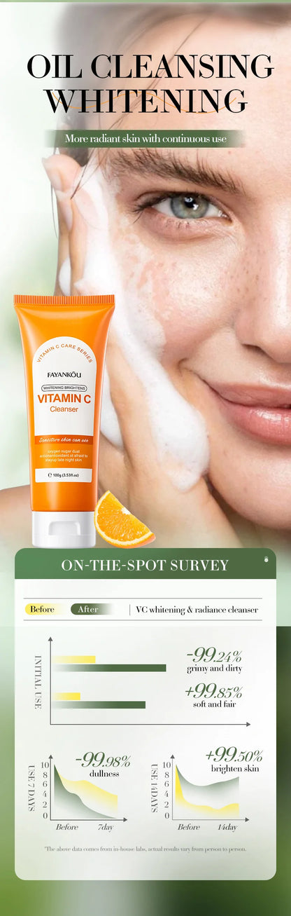 100g Vitamin C Facial Cleanser Face Wash Foam Cleanser Deep Cleansing Moisturizing Brightening Hydrating Skin Care Products