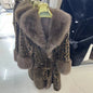 Vintage  Faux Fox Coat Women Luxury Fur Collar  Long Sleeve Oversize With Belt Female Warm Jacket Winter  Lady Plush Top