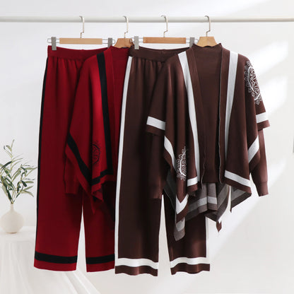 Autumn Winter 3 Piece Women Cardigan Tracksuits Turtleneck Sweater Knitted Pants Set Suit Vintage Fashion Ladies 3 Piece Outfits