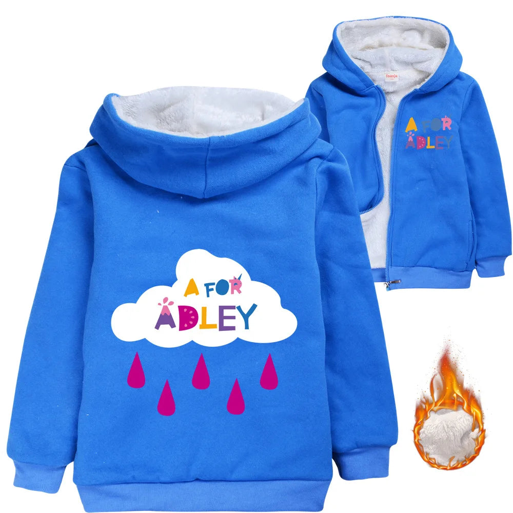 A for Adley Cartoon Boys Coat Children's Clothing for Winter Cotton Kids Parkas Little Girls Zipper Coats Toddlers Baby Jacket