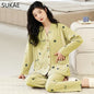 SUKAE New M-5XL Autumn Winter New Cotton Women Pajamas Lady Loungewear Kimono Cardigan Long Sleeves V-neck Homesuit