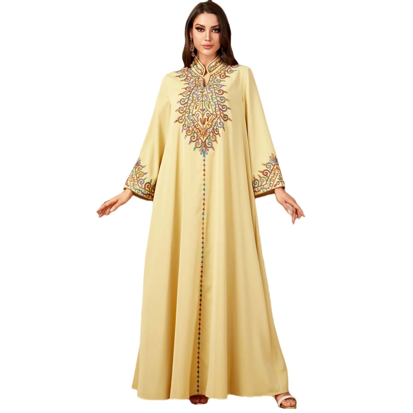 Embroidered Abayas for Women Muslim Evening Eid Party Dress Kaftan Dubai Turkey Robe Arabic Islam Jalabiya Caftan Marocain Femme