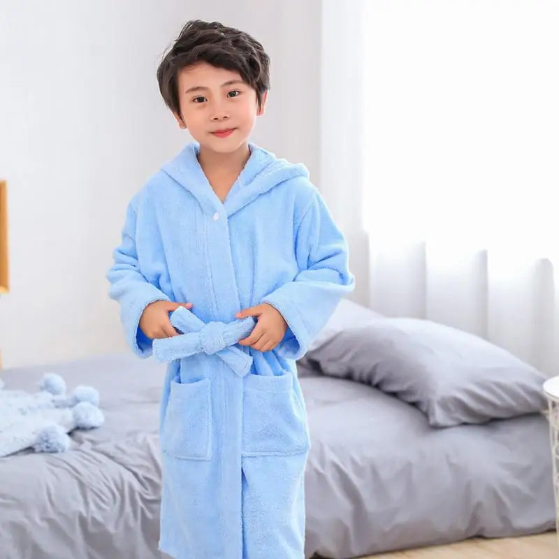 Children Baby Thick Bath Robes 100%Cotton Kids Sleepwear Robes Pijamas Cartoon Nightgown Boys Girls Bathrob Towel Baby Clothes