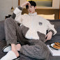 Antistatic Coral Fleece Men's Winter Pajamas Set Thicken Flannel Warm Sleepwear Big Size 3XL Zipper Soft Pajama Men pyjama homme