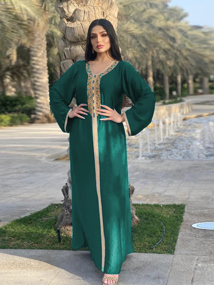 Eid Satin Abaya Dubai Jalabiya Muslim Dress Turkey Islam Robe Longue Djelaba Femme Musulman Dresses for Women Kaftan Marocain