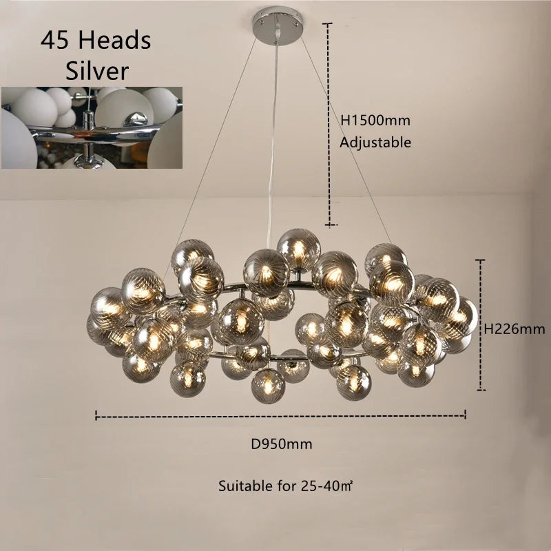 Nordic Magic Beans Pendant Lights Glass Ball Hanging Chandeliers Led Lamps Living Room Bedroom  Restauran Dining Table Lighting