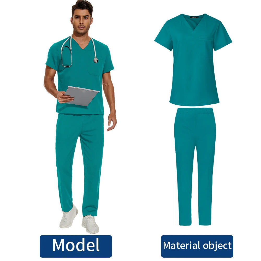 Men's Scrubs Medical Uniform Lab Set Male Wholesale Clinic Hospital Doctor Overalls V-neck Fashion Scrub Pharmacy Nurse Clothes