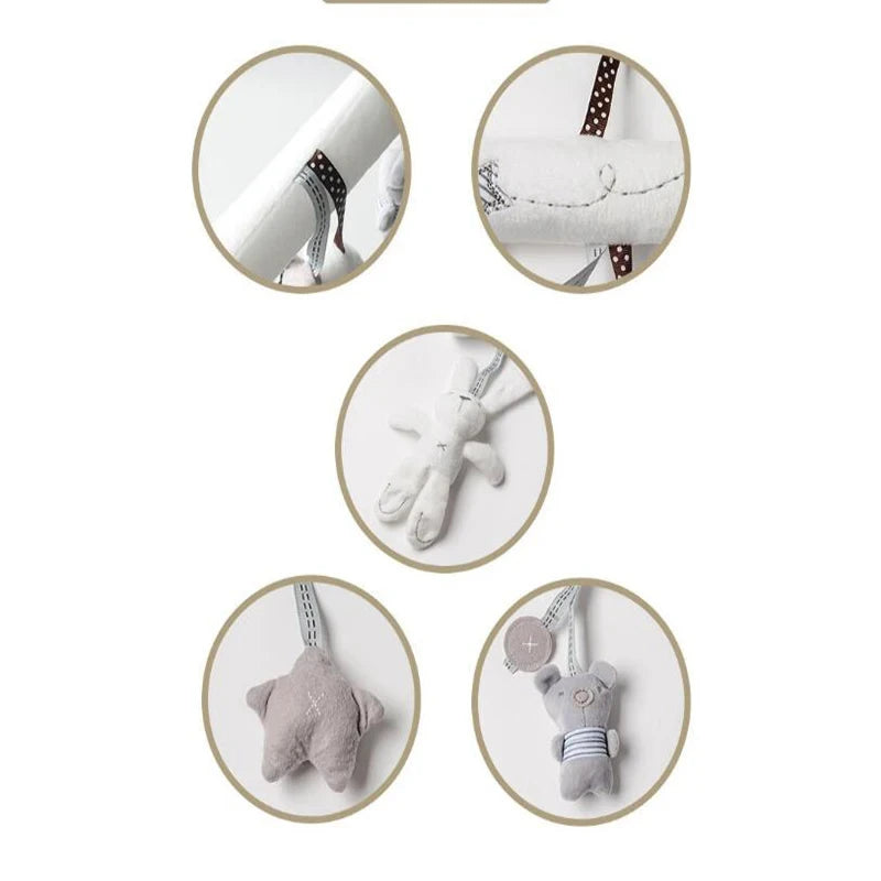 2025 New Hanging Bed Rabbit Baby Hand Bell Safety Seat Plush Toy Multifunctional Plush Toy Stroller Mobile Gifts